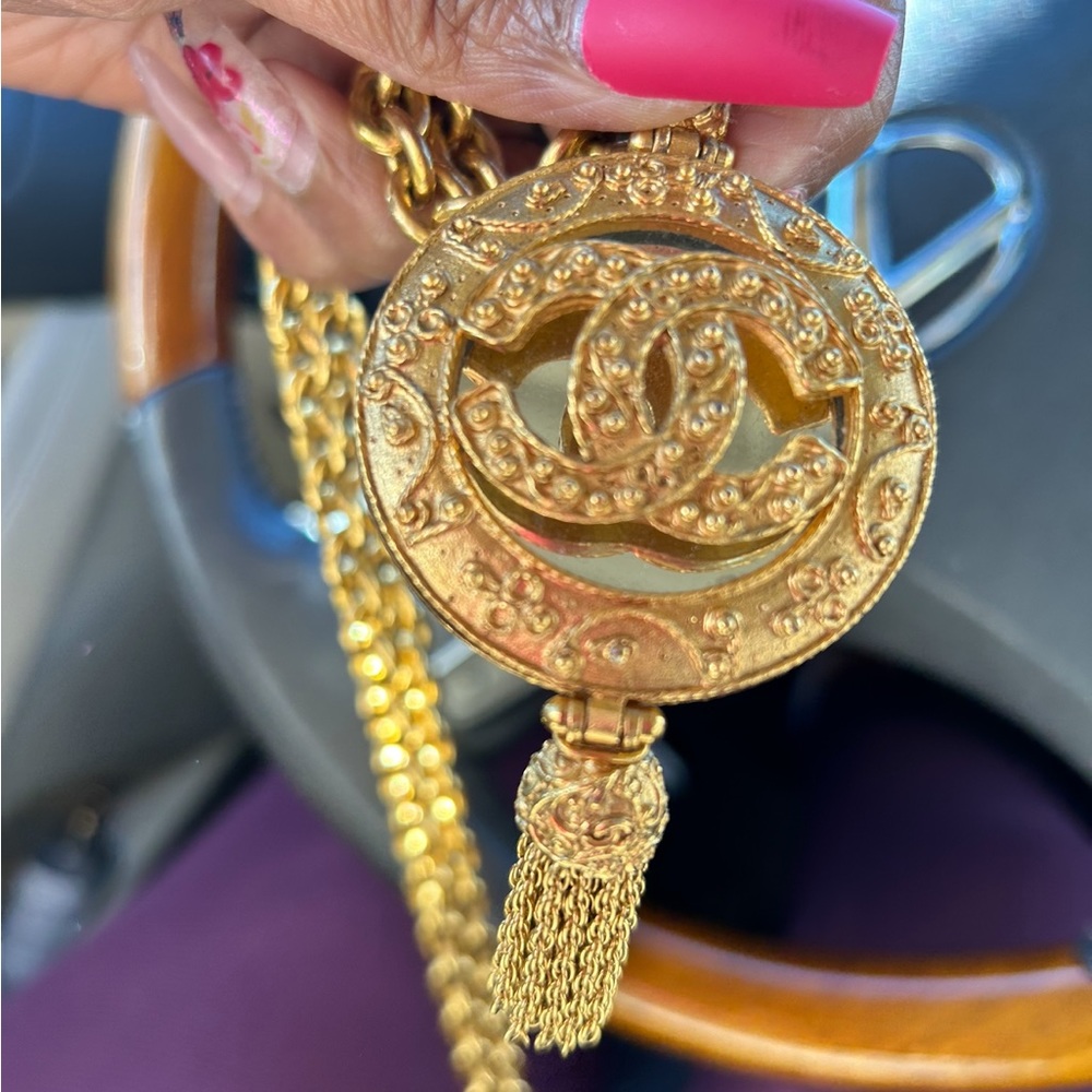 Vintage Chanel mirrored pendant!
